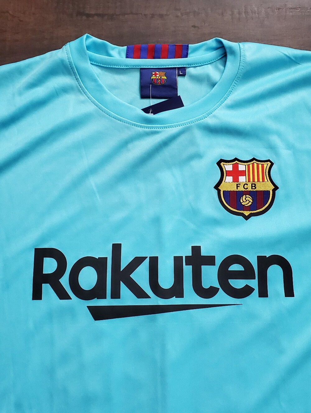 Lionel Messi's Blue 2017/18 Away FC Barcelona Soccer Unicef Jersey Sz Large - Picture 8 of 8
